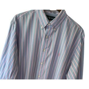 Ralph Lauren Men’s Classic Fit Stripped Button Down Shirt Size 17 34/35 Cotton